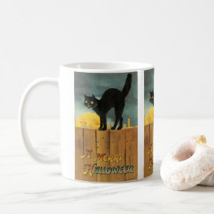 Taza De Café Gato Vintage Feliz Halloween por Ellen Clapsaddle