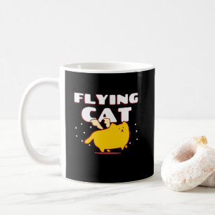 Taza De Café Gato Volador Lindo Kawaii Gato Alado