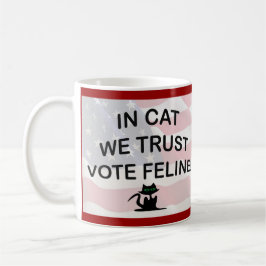 Taza De Café Gato votado con bandera estadounidense