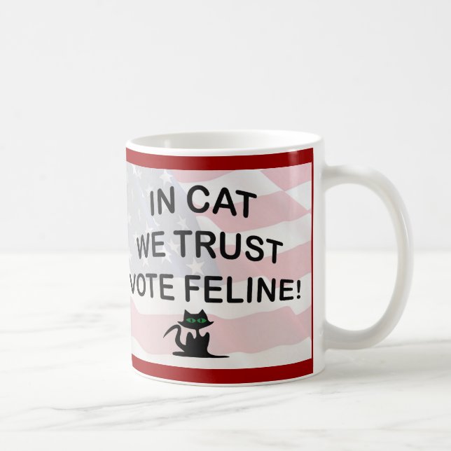 Taza De Café Gato votado con bandera estadounidense (Derecha)
