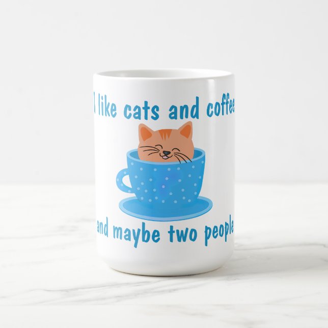 Taza De Café Gato y café divertidos (Centro)