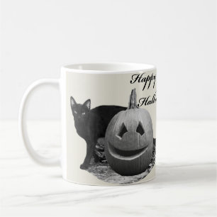 Taza De Café Gato y calabaza feliz Halloween