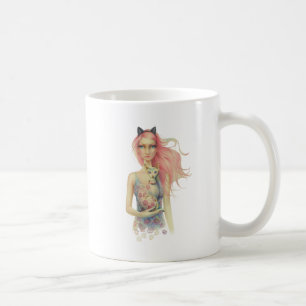 Taza De Café Gato y chica hermosos de la esfinge