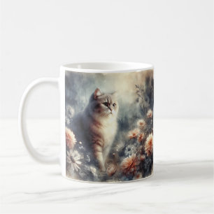 Taza De Café Gato y floral acuarela - El amor de una madre
