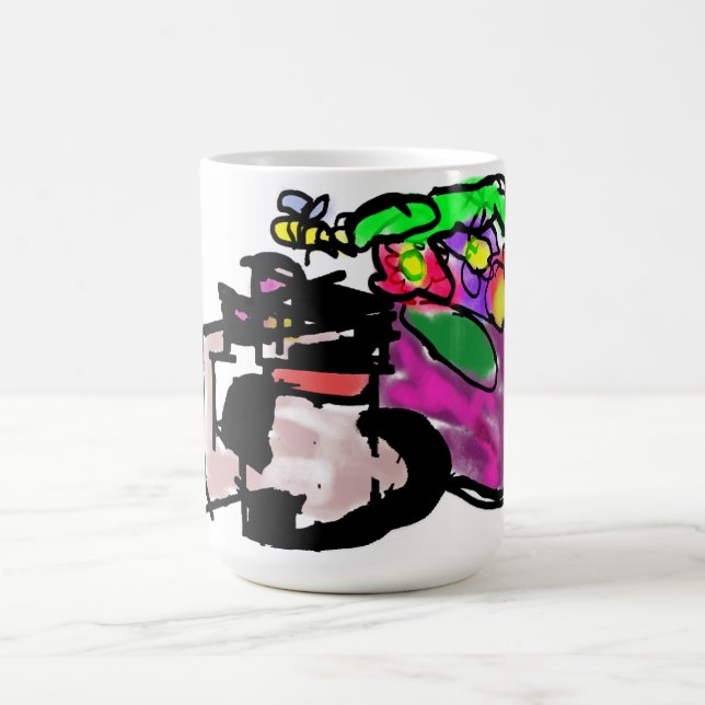 Taza De Café Gato y flores de primavera  (Centro)