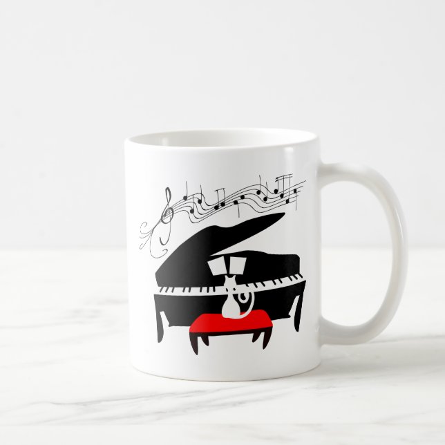 Taza De Café Gato y piano (Derecha)