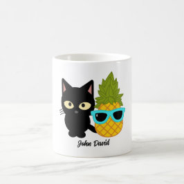 Taza De Café gato y piña son mejores amigos, personalizar