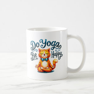 Taza De Café Gato Yoga Pose - Haz Yoga, sé feliz