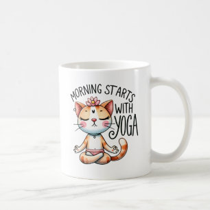 Taza De Café Gato Yoga Pose - Mañana Empieza Con Yoga