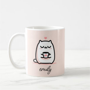 Taza De Café Gato Zen personalizado - Diseño de gato mediador l