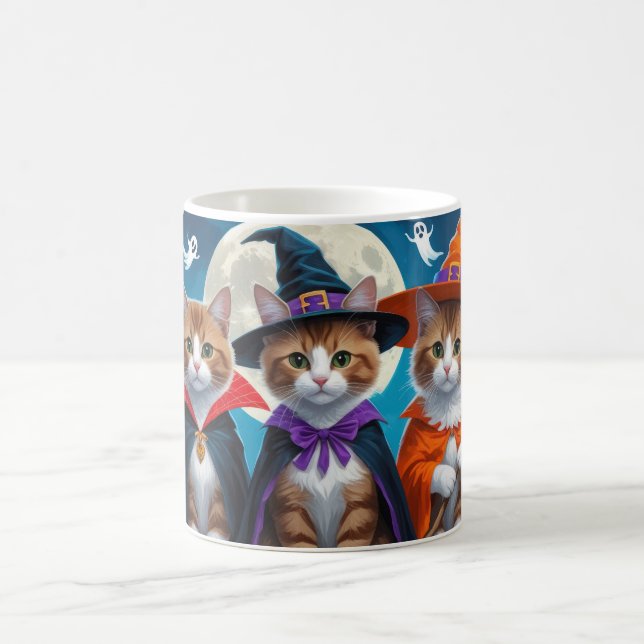 Taza De Café Gatos abisinos Calabaza Halloween Gracioso (Centro)