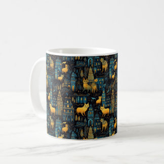 Taza De Café Gatos Amarillos en el arte City Night Ai