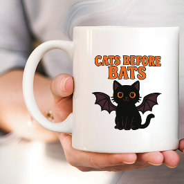 Taza De Café Gatos antes de murciélagos Gato negro de Halloween