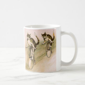 Taza De Café Gatos antiguos en bicicletas