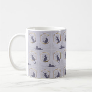 Taza De Café Gatos Art Deco Elegantes - Lavanda