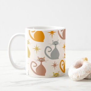 Taza De Café Gatos Atómicos Coloridos de la Mitad del Siglo con