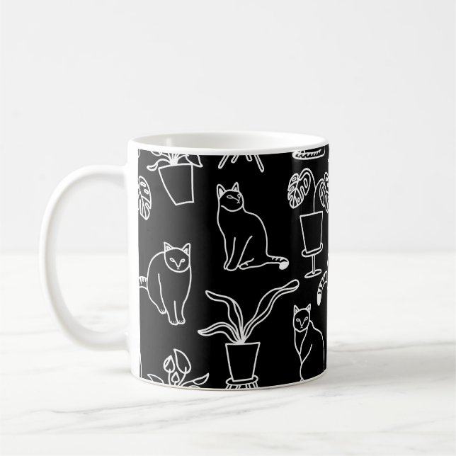 Taza De Café Gatos blancos en negro (Izquierda)