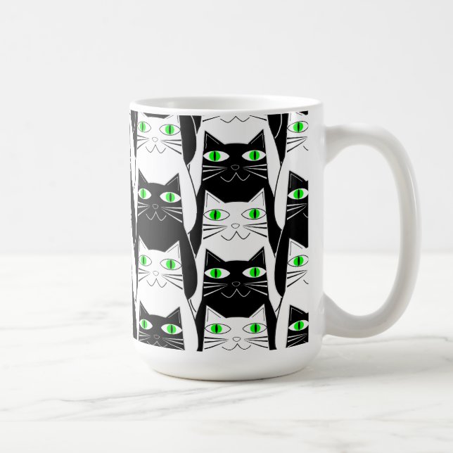 Taza De Café Gatos blancos y negros (Derecha)