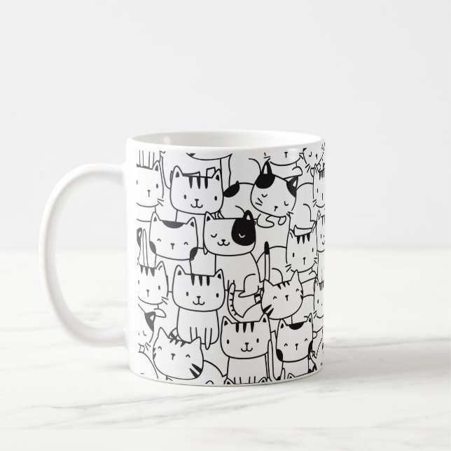 Taza De Café Gatos Blancos Y Negros Cuidados (Izquierda)