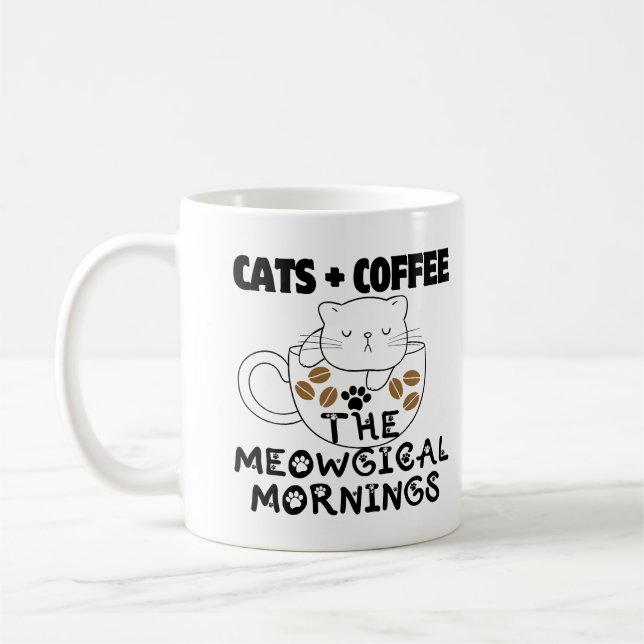 Taza De Café Gatos + Café = Mañana meowgical.w (Izquierda)