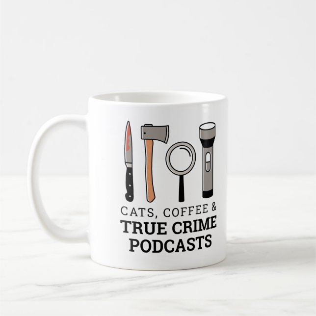 TAZA DE CAFÉ GATOS, CAFÉ Y VERDADERO DELITO PODCASTS VERDADERA  (Izquierda)