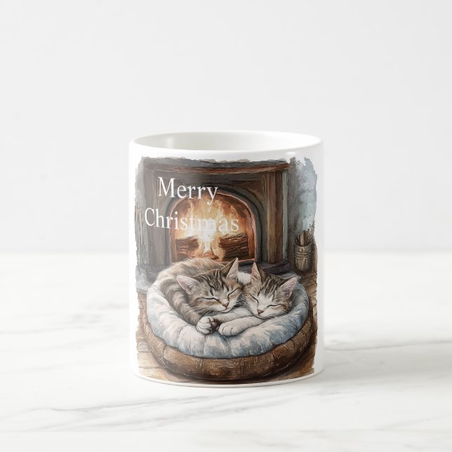 Taza De Café Gatos Chimenea Navidad (Centro)