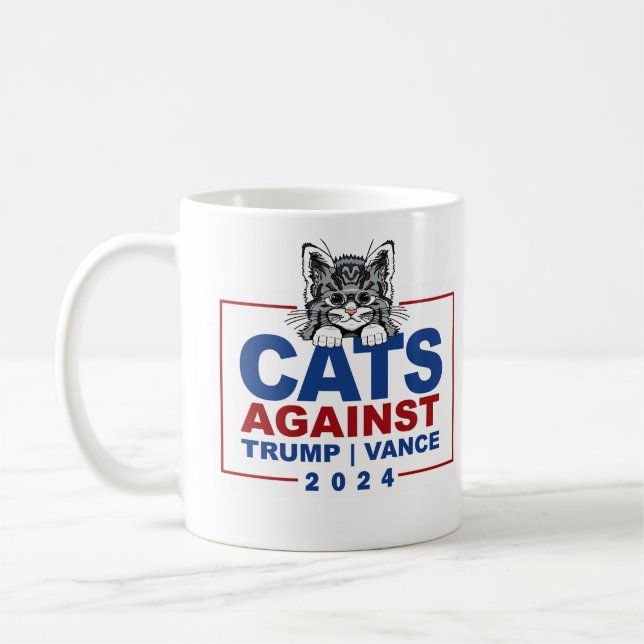 Taza De Café Gatos contra Trump Vance (Izquierda)