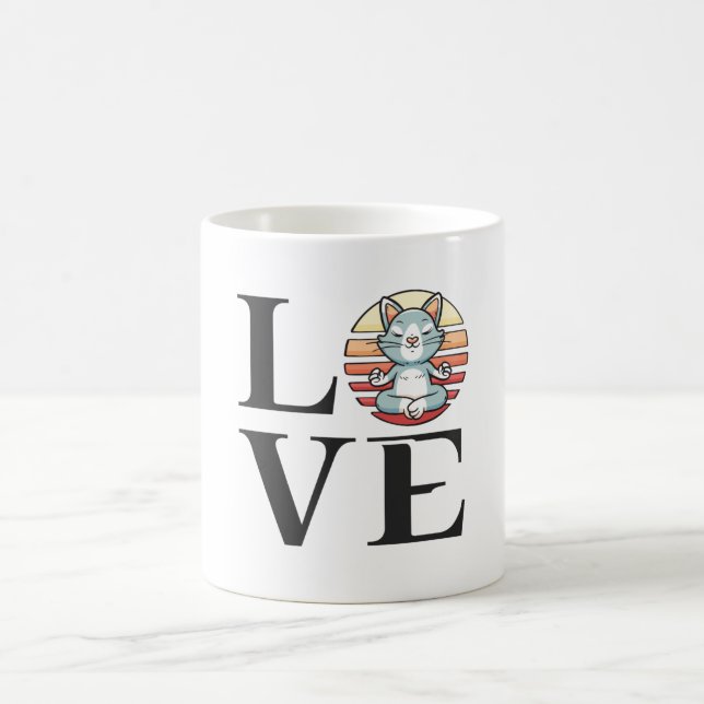 Taza De Café Gatos de amor y meditación (Centro)