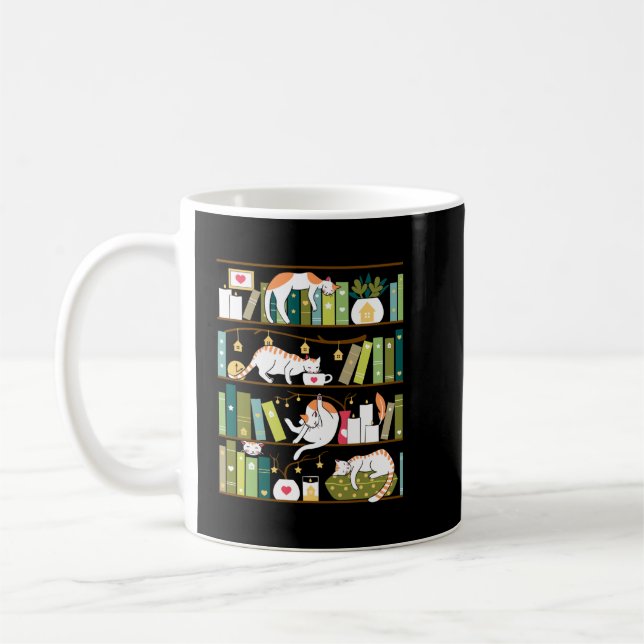 Taza De Café Gatos de biblioteca - gatos caprichosos en los est (Izquierda)