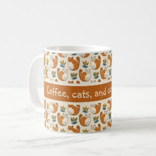 Taza De Café Gatos de café y mañanas acogedoras estilo arte naí