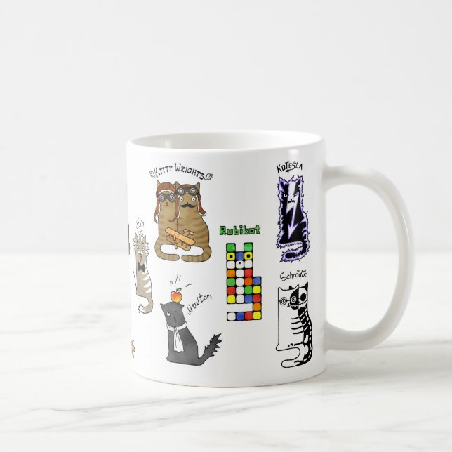 Taza De Café Gatos de ciencia geek. Descubrimientos. Física, qu (Derecha)