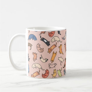 Taza De Café Gatos de doodle sin piel, ilustracion