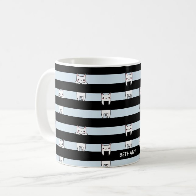 Taza De Café Gatos de escalada en rayas personalizadas (Anverso izquierdo)