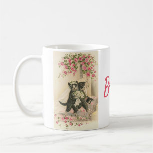 Taza De Café Gatos de la boda del vintage - novia,
