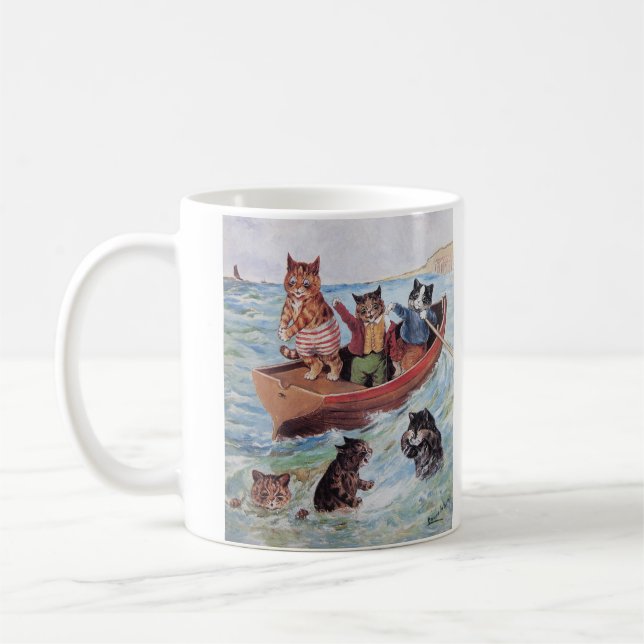 Taza De Café Gatos de la natación de Louis Wain (Izquierda)