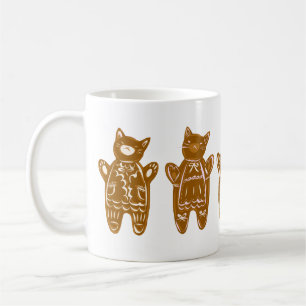 Taza De Café Gatos de pan de jengibre - Mano pintada