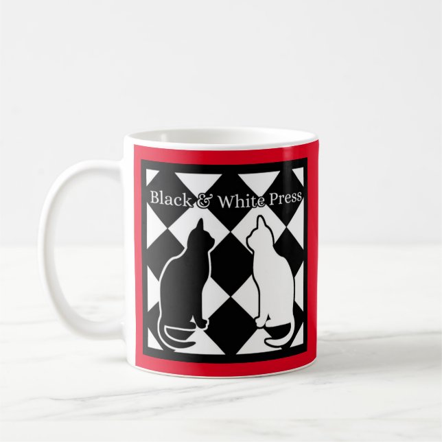 Taza De Café Gatos de prensa en blanco y negro (Izquierda)
