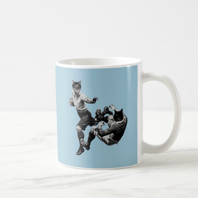 Taza De Café gatos de rugby de época divertida (Derecha)