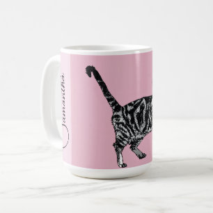 Taza De Café Gatos de Tabby Rosa Nombre de Niñas Guardería