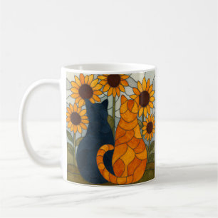 Taza De Café Gatos de Vidrio Emplomado y Diseño de Arte de Gira