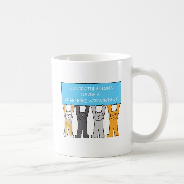 Taza De Café Gatos del dibujo animado de la enhorabuena del (Derecha)