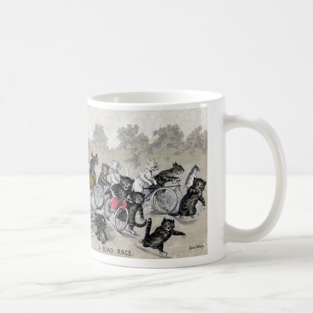 Taza De Café Gatos del montar a caballo de la bicicleta (Derecha)
