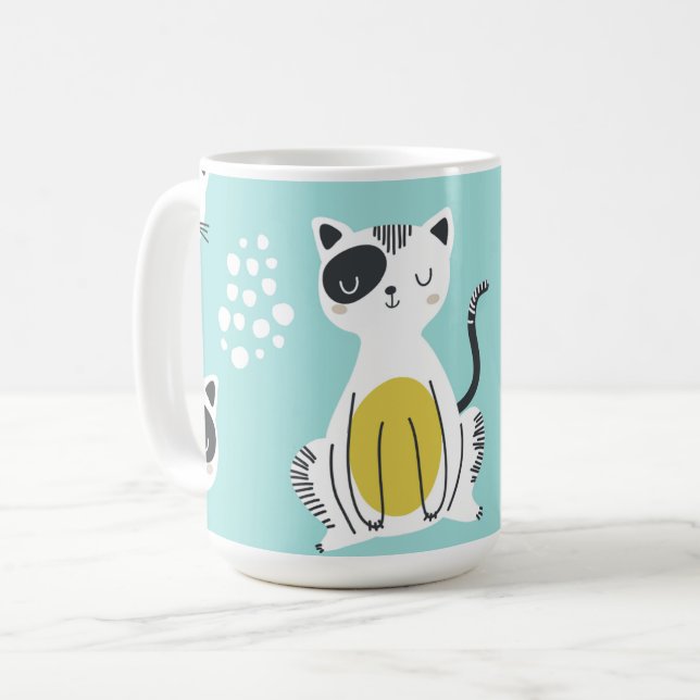 Taza De Café Gatos divertidos ilustracion té pastel mug (Anverso izquierdo)