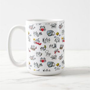 Taza De Café Gatos divertidos, leche y magia.