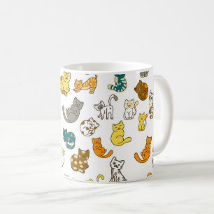Taza De Café Gatos divertidos y caprichosos con puntos y rayas