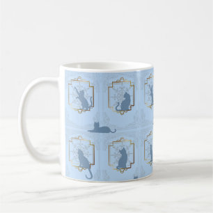 Taza De Café Gatos Elegantes Art Déco - Azul