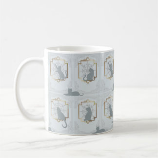 Taza De Café Gatos elegantes Art Deco - Gris claro