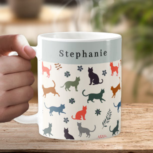 Taza De Café Gatos Elegantes Patrón Personalizado