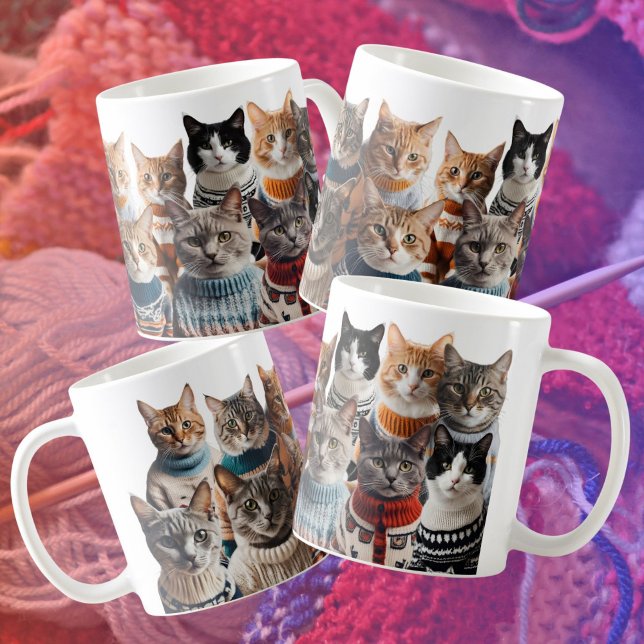 Taza De Café Gatos en Jumpers lindo gato tejer amante (Subido por el creador)