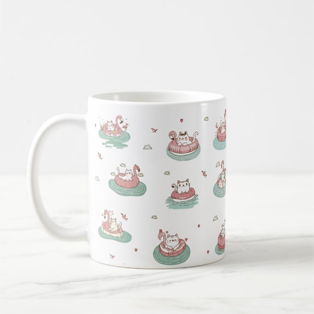 Taza De Café Gatos en la cola de los anillos inflables (Izquierda)